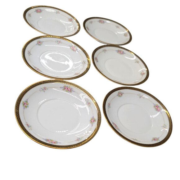 Noritake M Saucer LOT OF 6 Roses Gold Encrusted N224 5.25" JAPAN - Picture 9 of 10